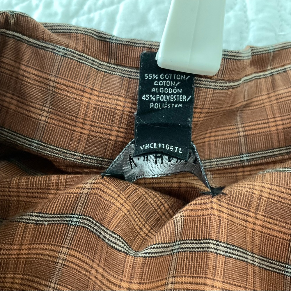 MEN RUST/ORANGE PIN STRIPS DRESS SHIRT - Picture 6 of 7